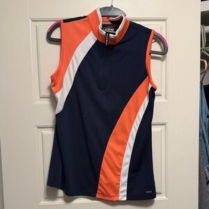 Izod Golf Navy and Orange Sleeveless Top